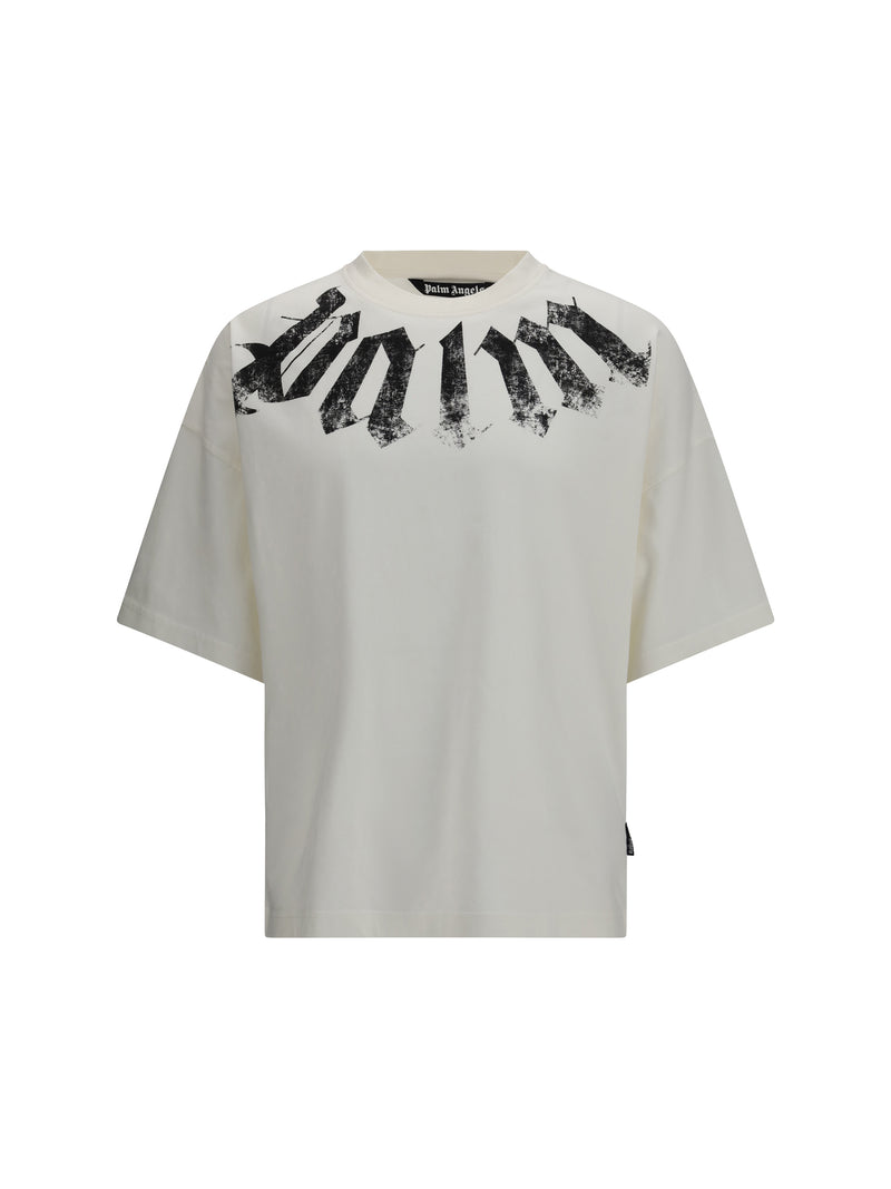 Palm Angels Palm Angels Big Neck Logo T-shirt Off White Black - World Class Fashion