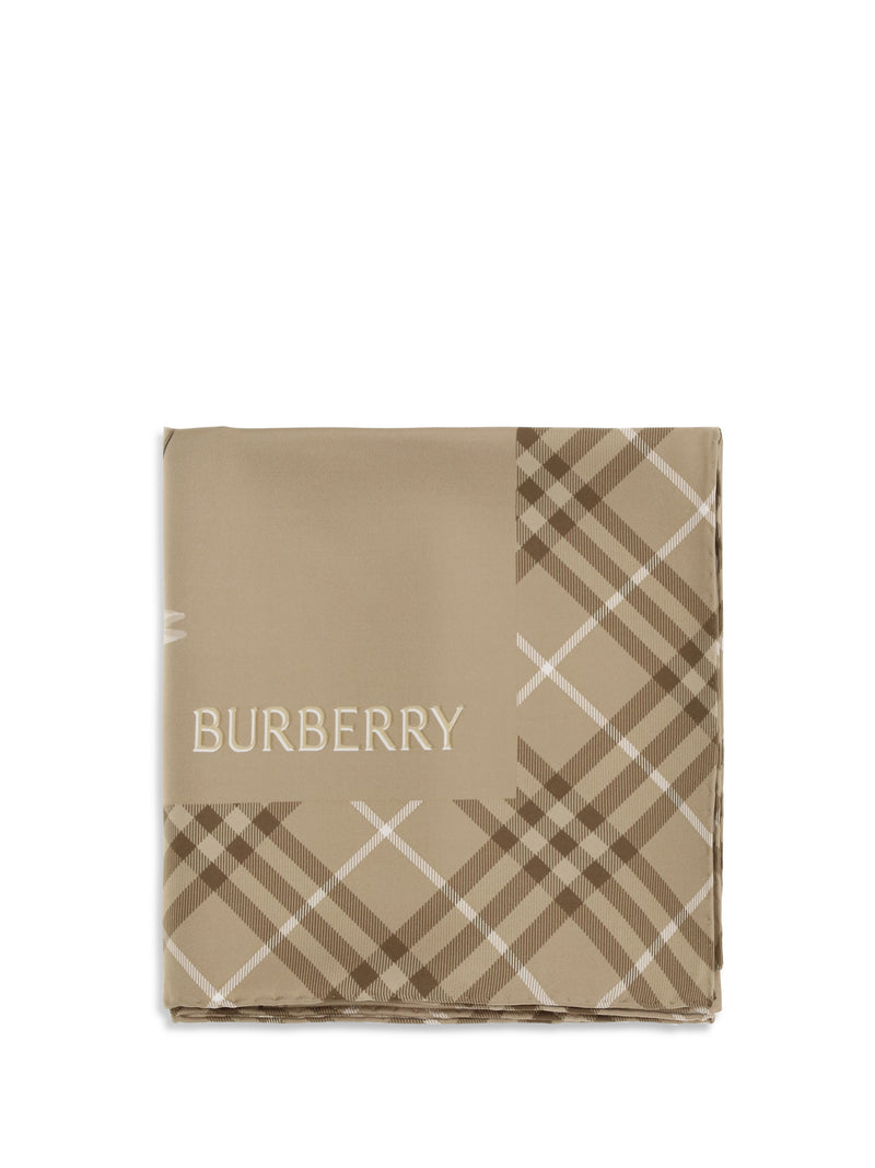 Burberry Burberry Silk Scarf With Archive Equestrian Knight Finch Beige - World Class Fashion