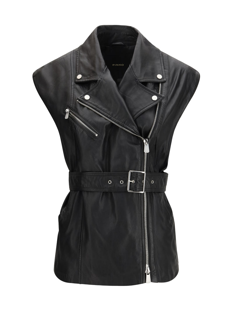 Pinko Pinko Gypsy Biker-style Vest Nero Limousine - World Class Fashion