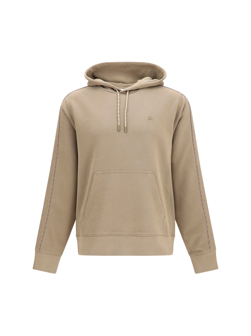 Burberry Burberry Check Hoodie With Drawstrings Finch Brown - World Class Fashion