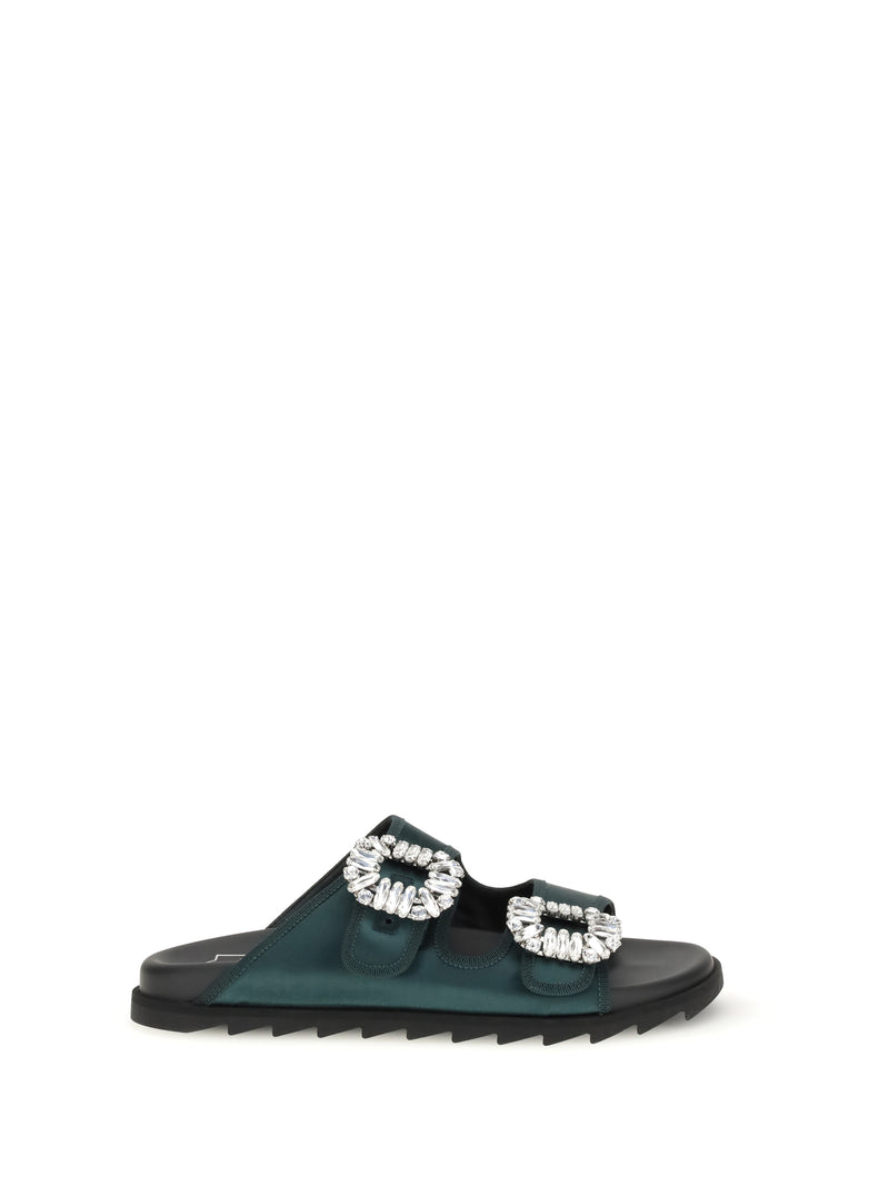 Roger Vivier Roger Vivier Slidy Viv Sandals With Strass Foresta - World Class Fashion