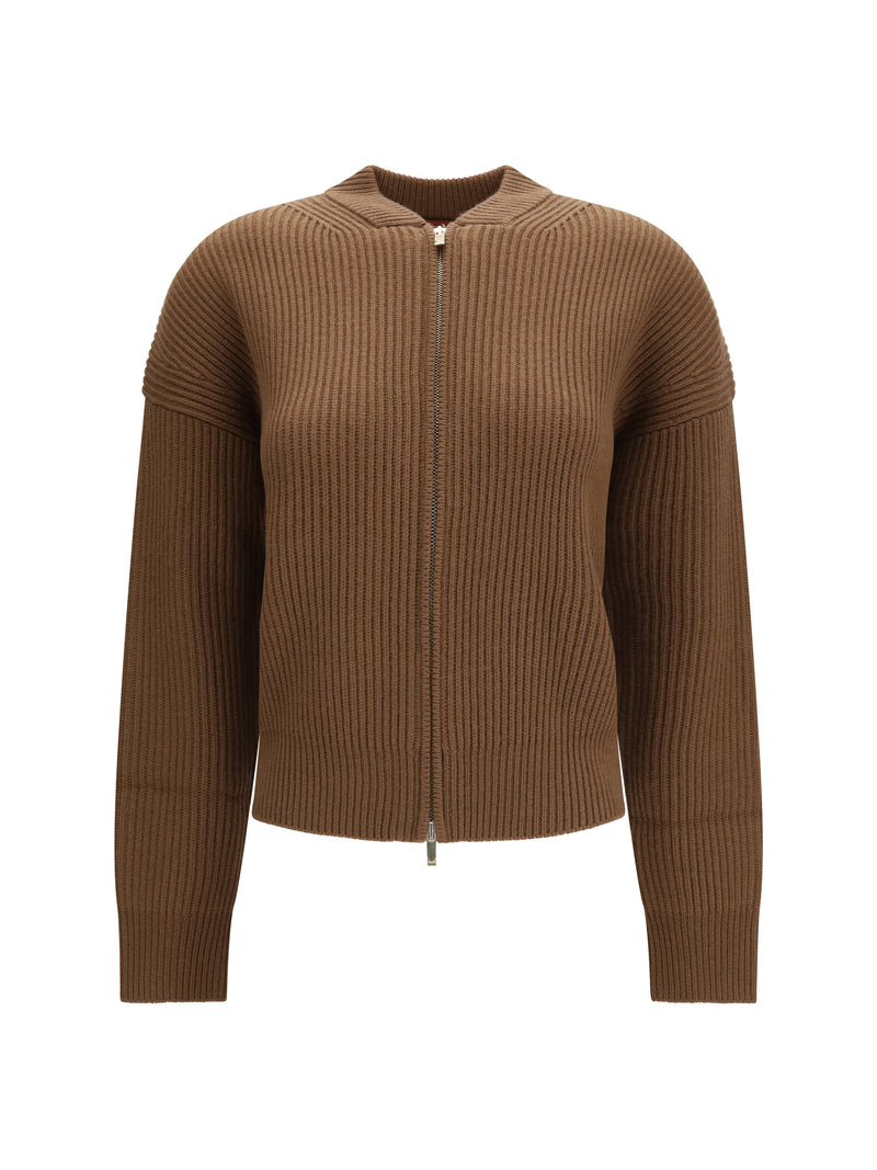 Max Mara Studio Max Mara Studio Carnet Ribbed Cardigan Castagna - World Class Fashion