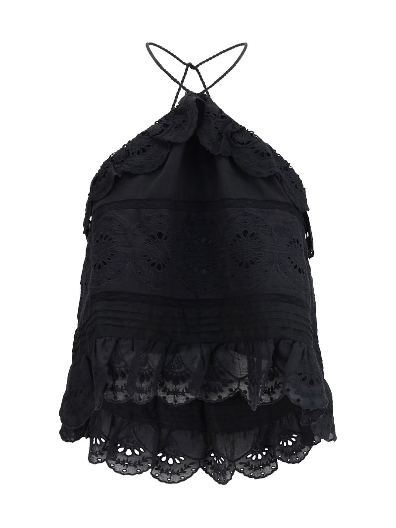 Marant Étoile Marant Étoile Prisha Ruffle Top Black - World Class Fashion