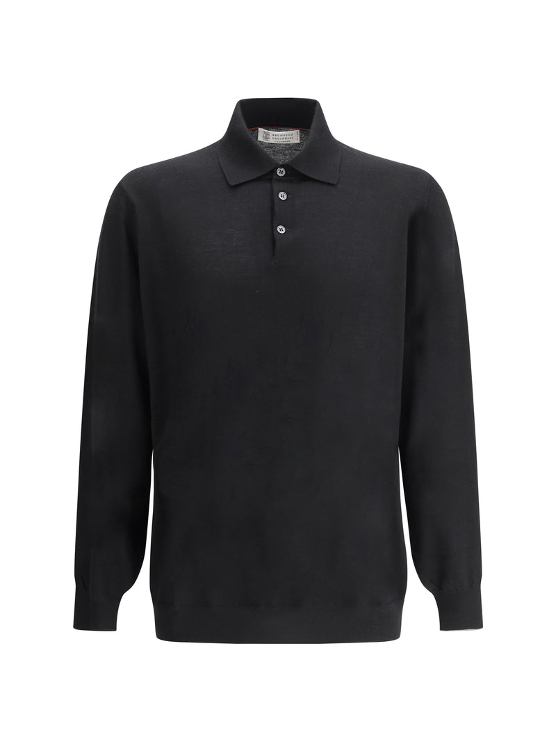 Brunello Cucinelli Brunello Cucinelli Virgin Wool Polo Shirt Black/Grey Men - World Class Fashion