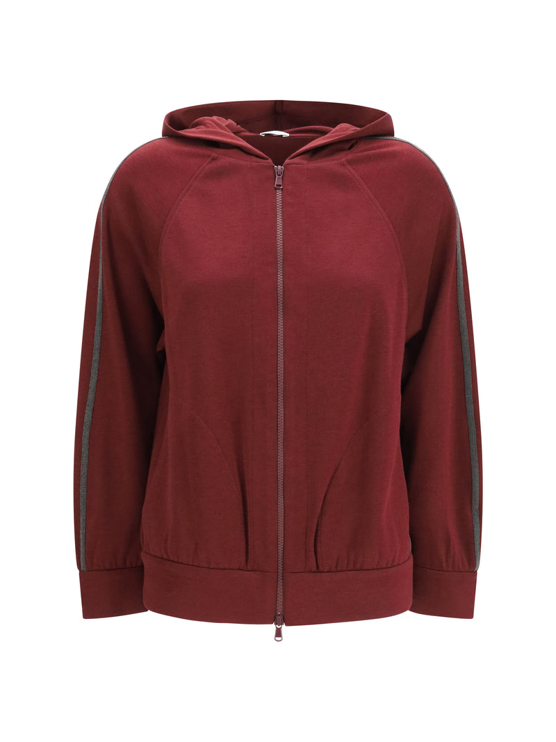 Brunello Cucinelli Brunello Cucinelli Long-sleeve Zip Hoodie Cabernet - World Class Fashion