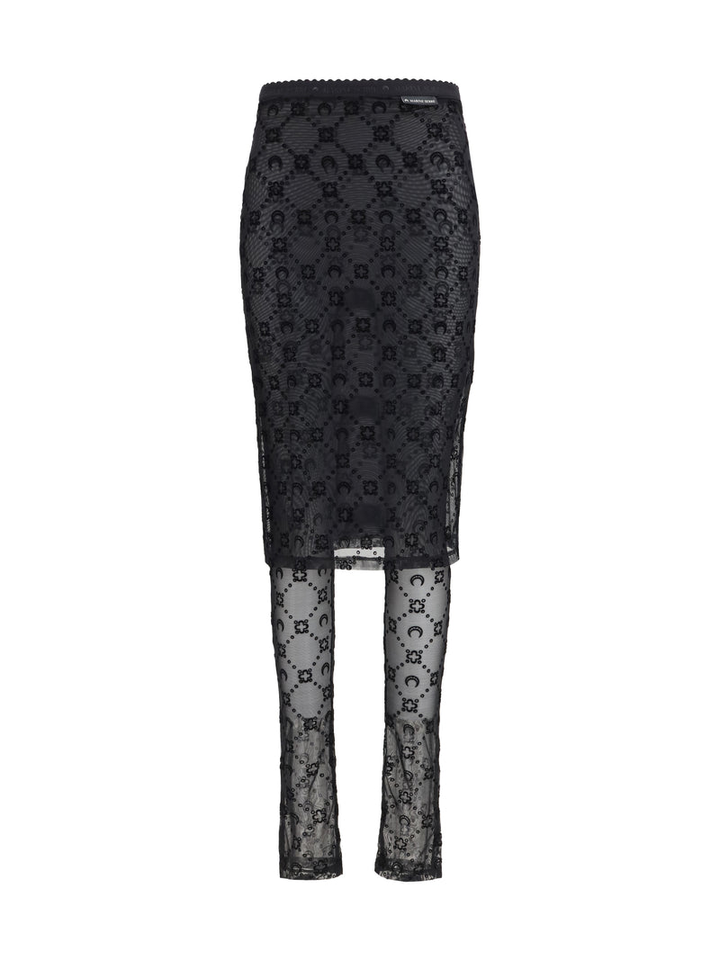 Marine Serre Marine Serre Moonogram Mesh Flock Pant-skirt Black - World Class Fashion