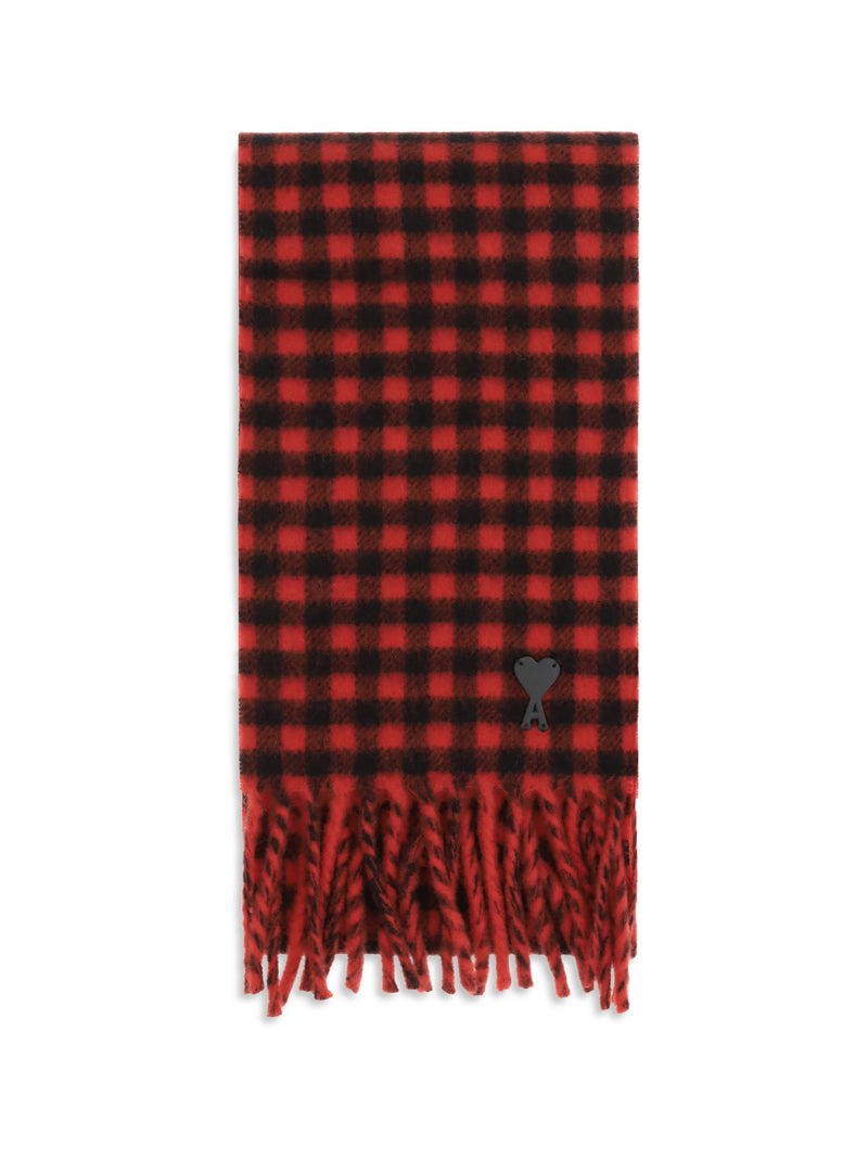 AMI Paris Ami Paris Ami De Coeur Checked Wool Scarf - World Class Fashion