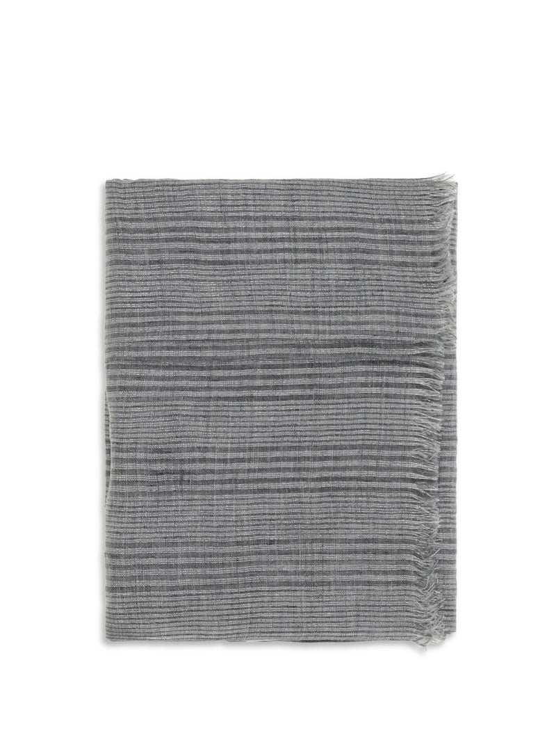 Brunello Cucinelli Brunello Cucinelli Linen Scarf with Lurex Details Grey/Silver - World Class Fashion