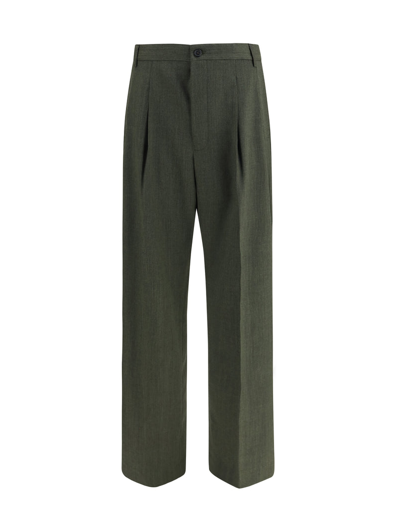Laneus Laneus Wide-leg Wool Pants Green Men - World Class Fashion