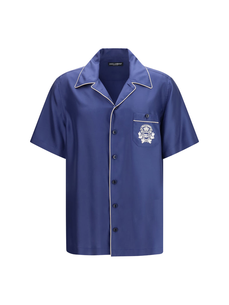 Dolce & Gabbana Dolce & Gabbana Hawaii Piping-embroidered Shirt Blue - World Class Fashion