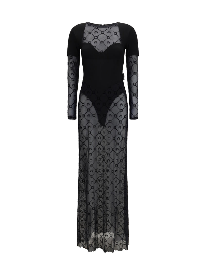 Marine Serre Marine Serre Layered Long Dress Black Women - World Class Fashion