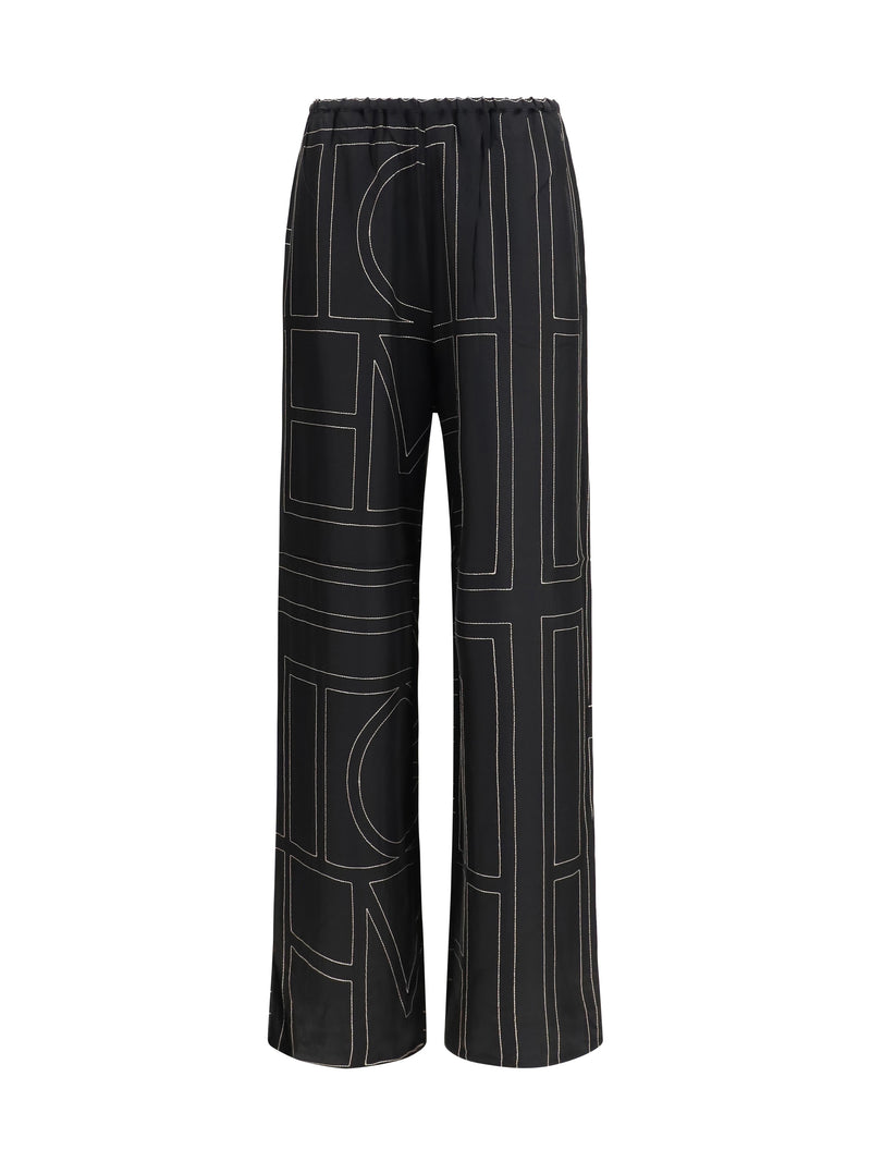 Toteme Pantalones Toteme Monograma de Seda Negros - World Class Fashion