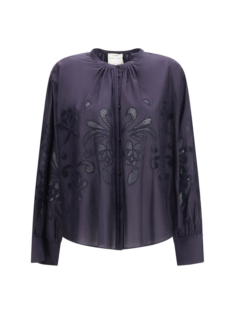 Forte_forte Forte_forte Embroidered Cotton Shirt Notte - World Class Fashion