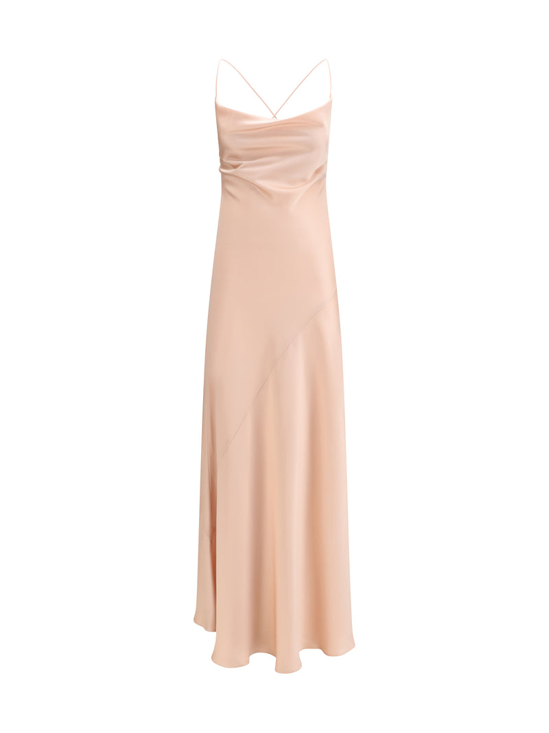 Pinko Pinko Farro Satin Dress Rosa Mogano - World Class Fashion
