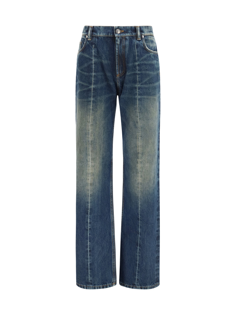 Versace Versace Distressed Straight-leg Denim Jeans Dirty Blue - World Class Fashion