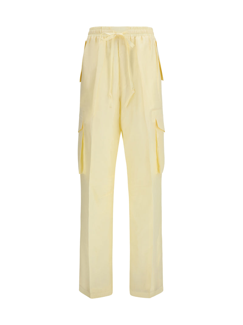 Phoebe Philo Phoebe Philo Silk Cargo Pants Vanilla - World Class Fashion