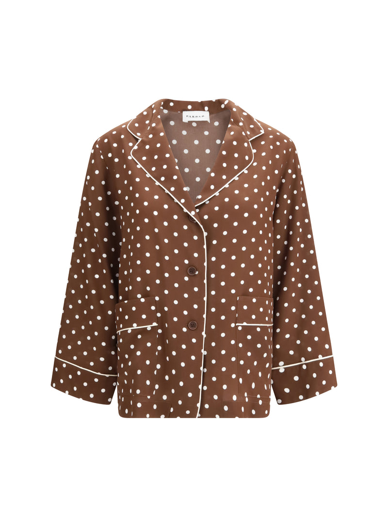 P.a.r.o.s.h. P.a.r.o.s.h. Polka-dot Silk Shirt Fantasia Marrone - World Class Fashion
