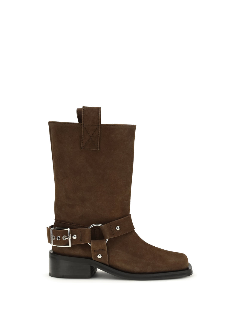 Ganni Botas de Motorista de Ante Ganni Chicory Coffee para Mujer - World Class Fashion