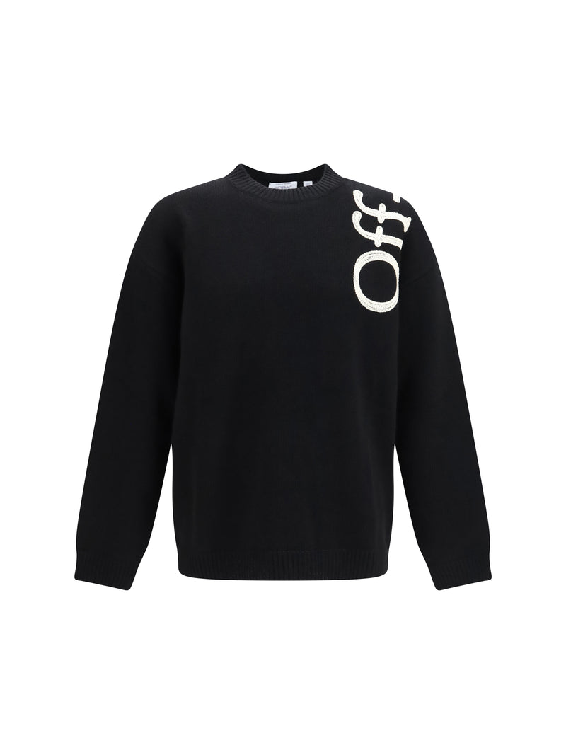 Off-white Off-white Vertical Bookish Logo Knit Crewneck Black - World Class Fashion
