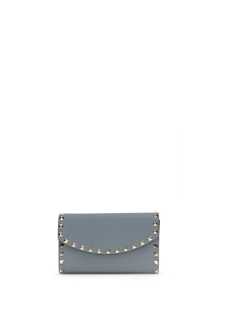 Valentino Garavani Valentino Garavani Rockstud Chain Wallet Stone Grey - World Class Fashion