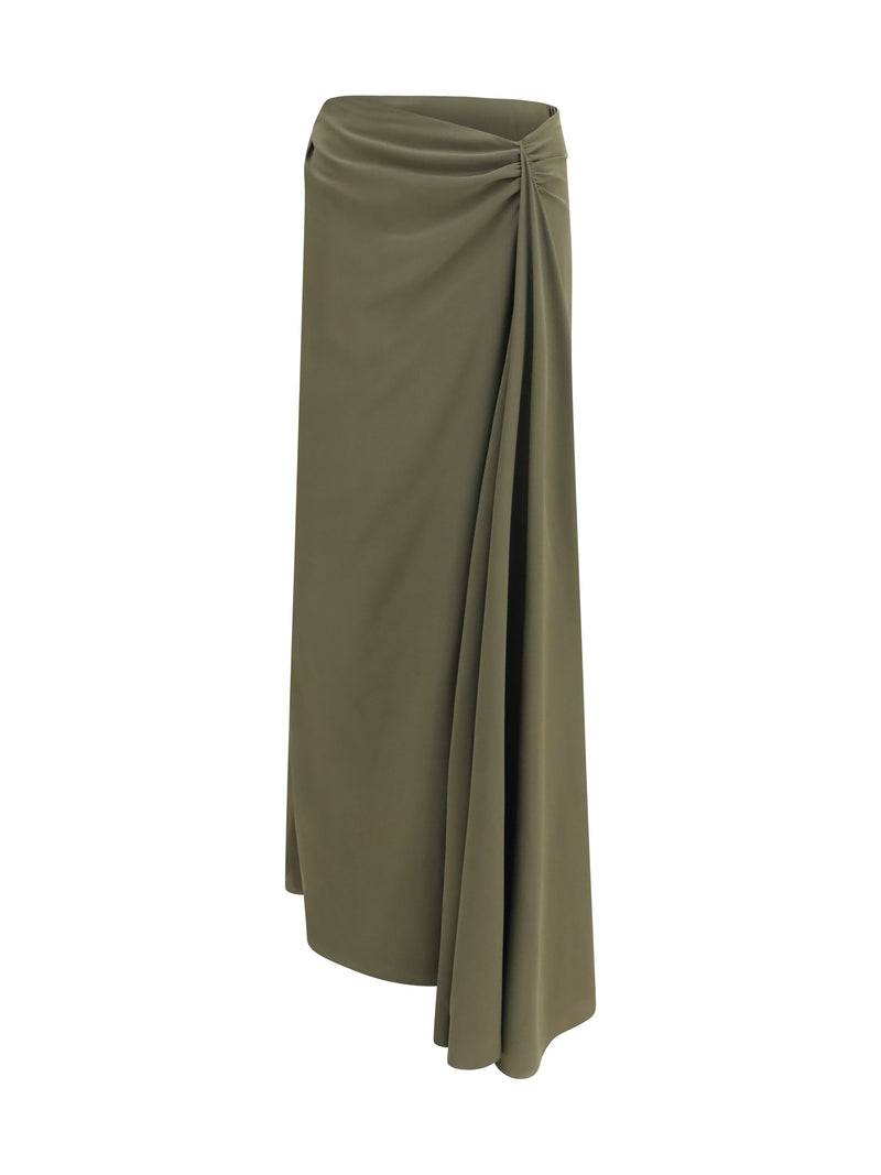 Alexander McQueen Alexander McQueen Falda Larga Drapeada Verde Bosque - World Class Fashion