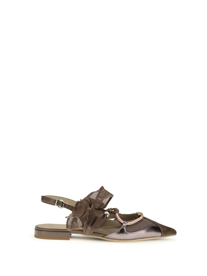 Pinko Pinko Gianira Leather Ballerinas Brown Women - World Class Fashion