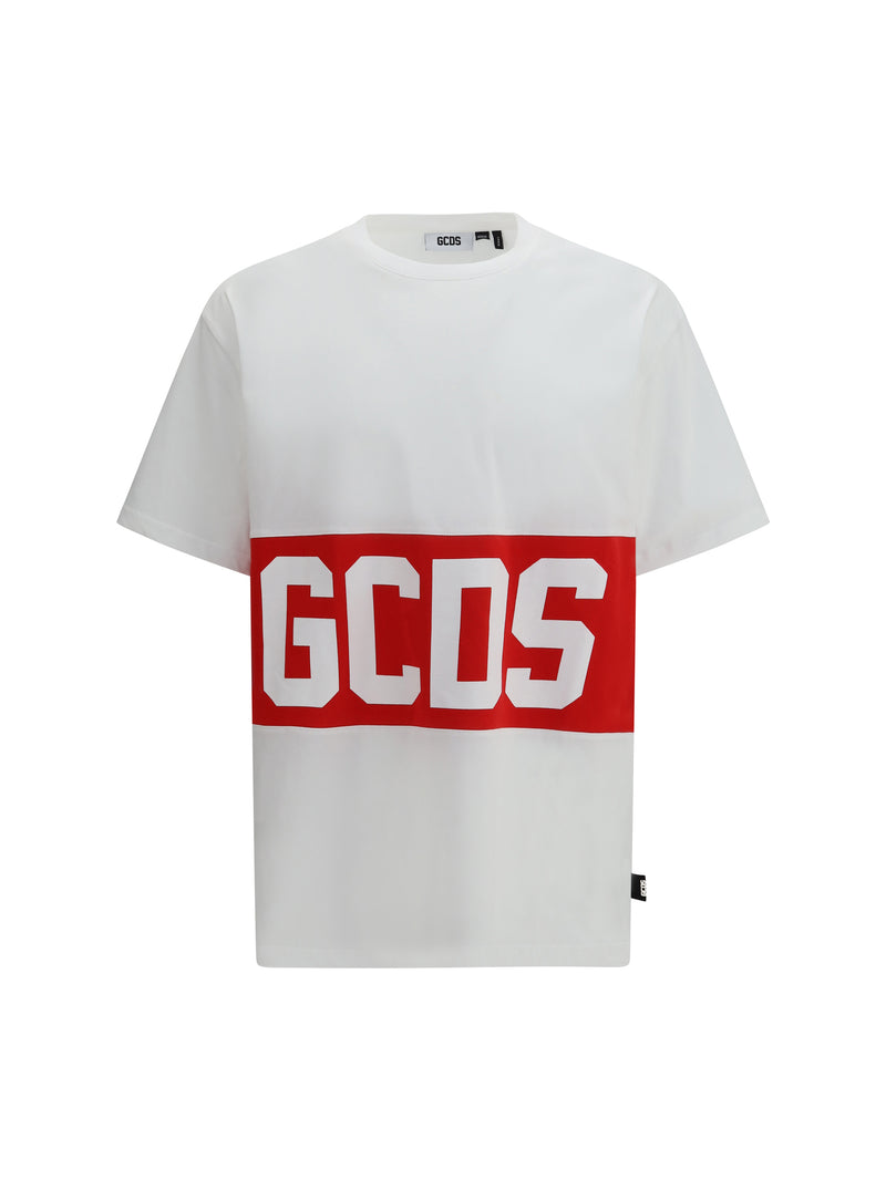 Gcds Gcds Regular T-shirt With Logo Band Optic White/Red - World Class Fashion