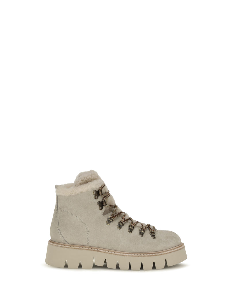 Pedro García Pedro García Salama Lace-up Ankle Boots Nacre Castoro - World Class Fashion