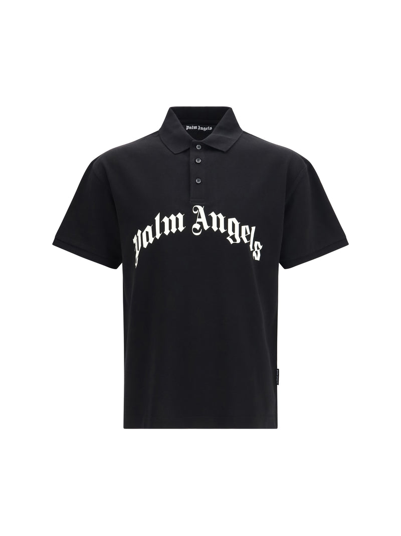 Palm Angels Palm Angels Curved Logo Polo Black Off White - World Class Fashion