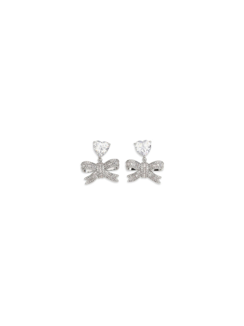Self-portrait Self-portrait Heart-shaped Crystal Bow Drop Earrings - World Class Fashion