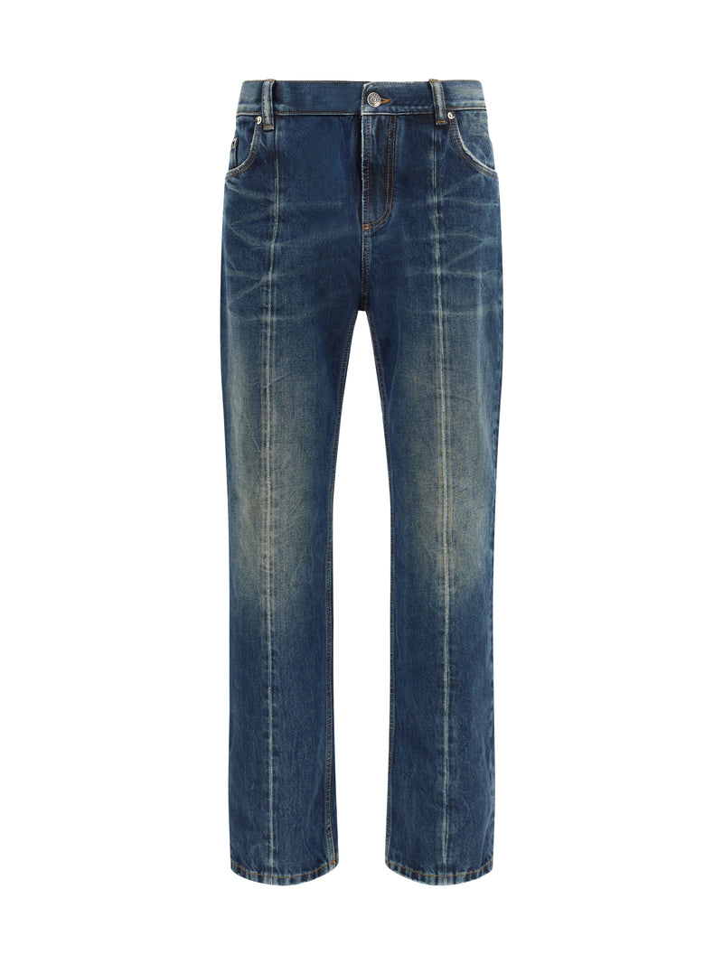 Versace Versace Distressed Straight-leg Jeans Dirty Blue - World Class Fashion