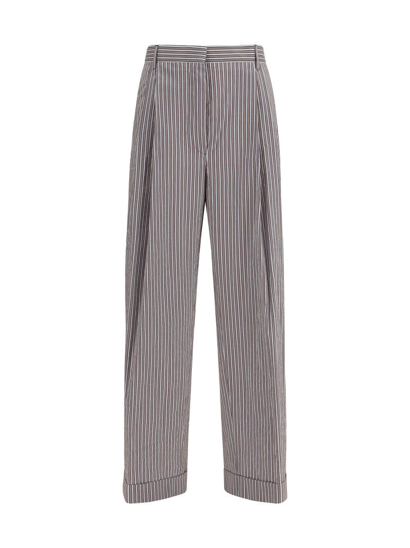 Dries Van Noten Dries Van Noten Striped Pleated Pants Brown - World Class Fashion