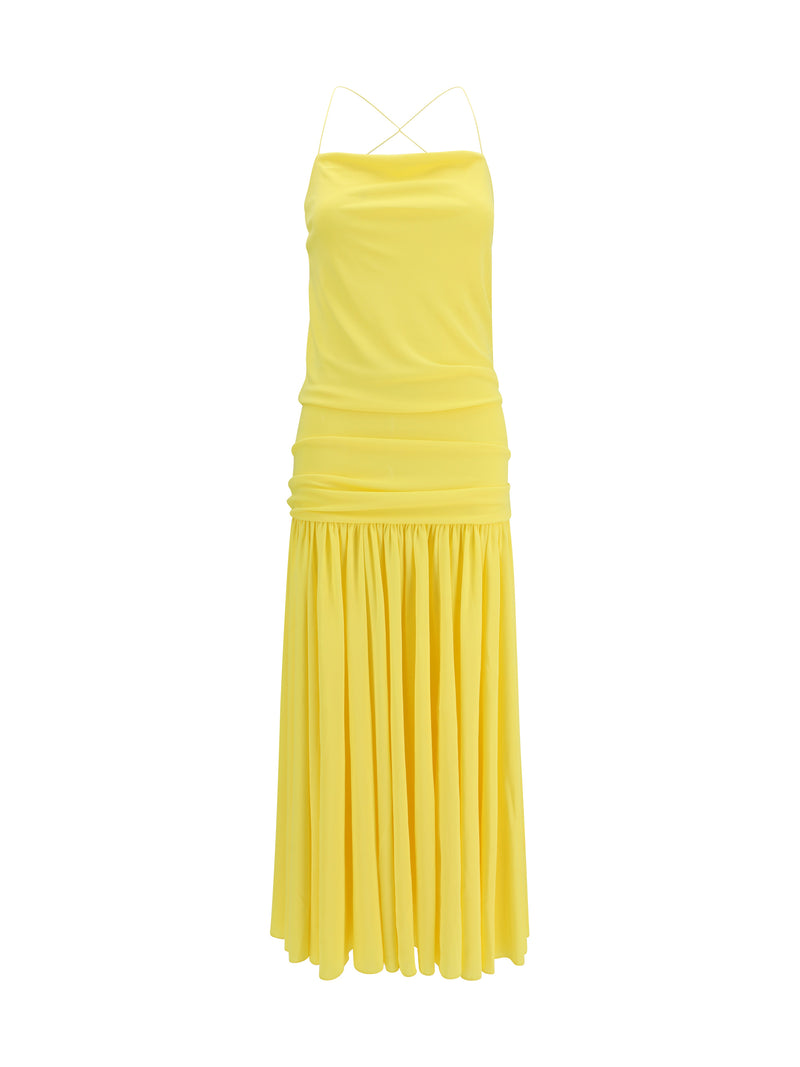 Jacquemus Jacquemus Pleated Midi Dress Yellow - World Class Fashion
