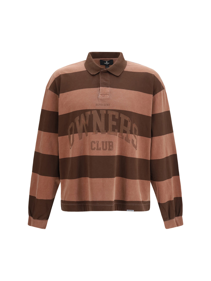 Represent Represent Striped Owners Club Rugby Polo Sienna - World Class Fashion