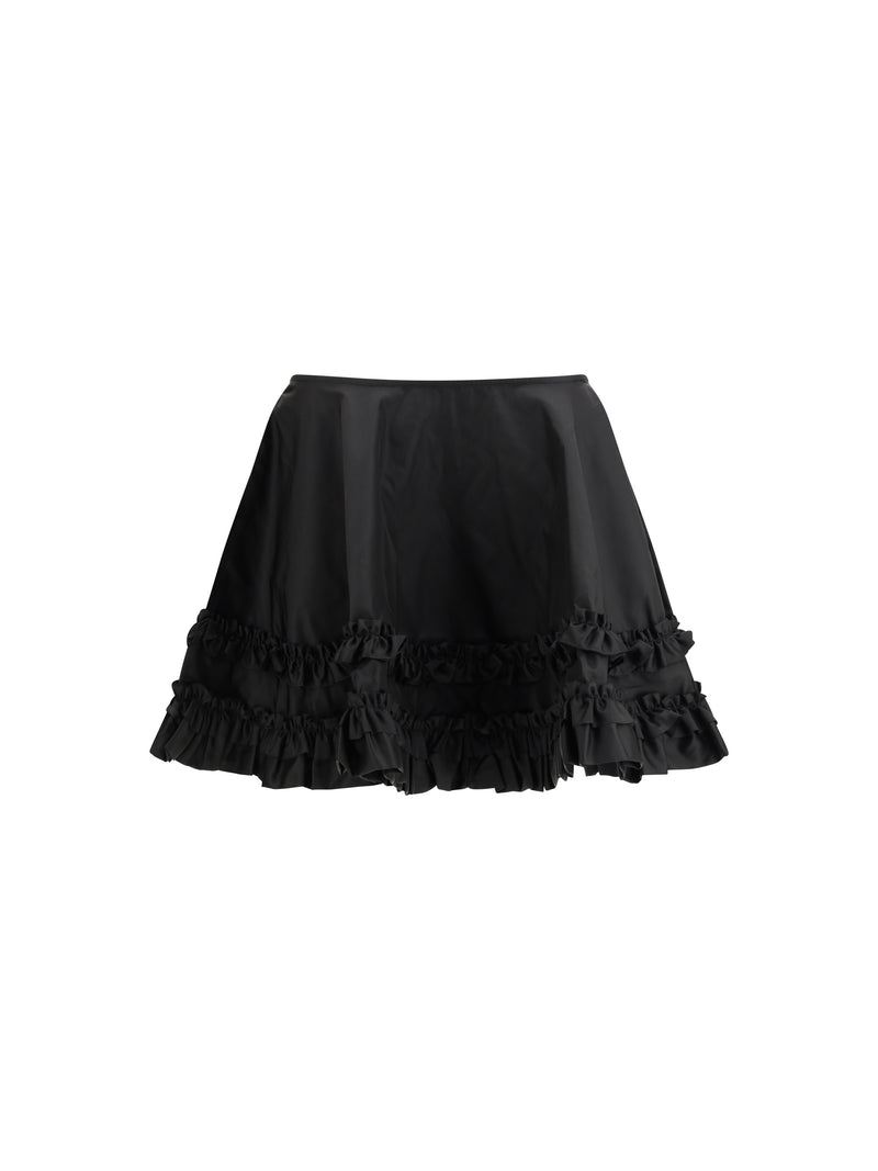 Ganni Ganni Duchesse Nylon Mini Frill Skirt Black - World Class Fashion