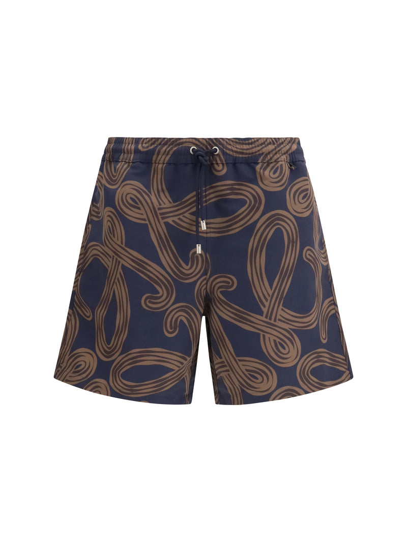 Loewe Loewe Technical Fabric Swim Shorts Navy/Brown - World Class Fashion