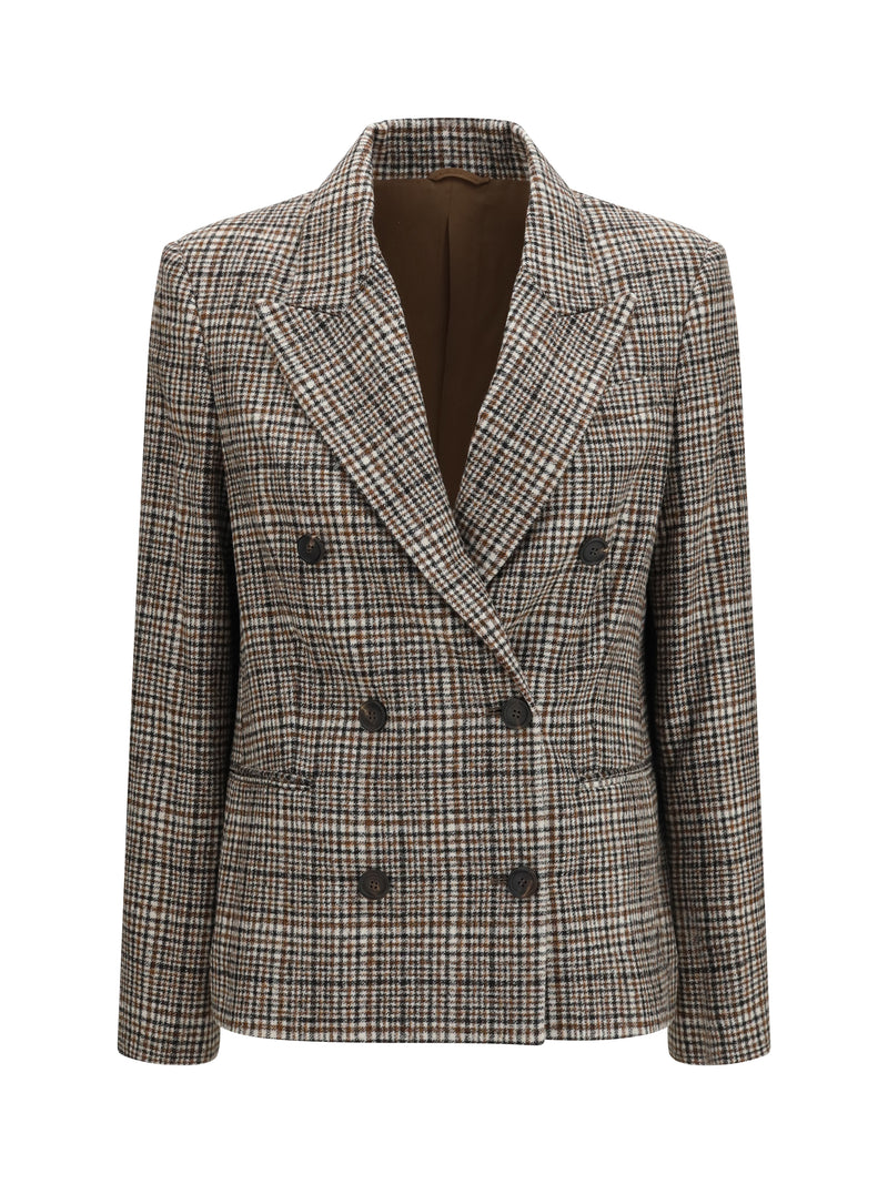 Brunello Cucinelli Brunello Cucinelli Double-breasted Jacket Beige/Tabacco/Nero - World Class Fashion