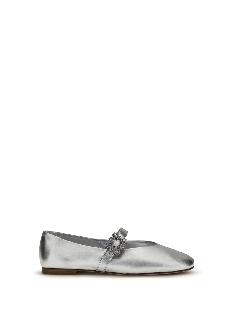 Roger Vivier Roger Vivier Efflorescence Leather Ballerinas Argento - World Class Fashion