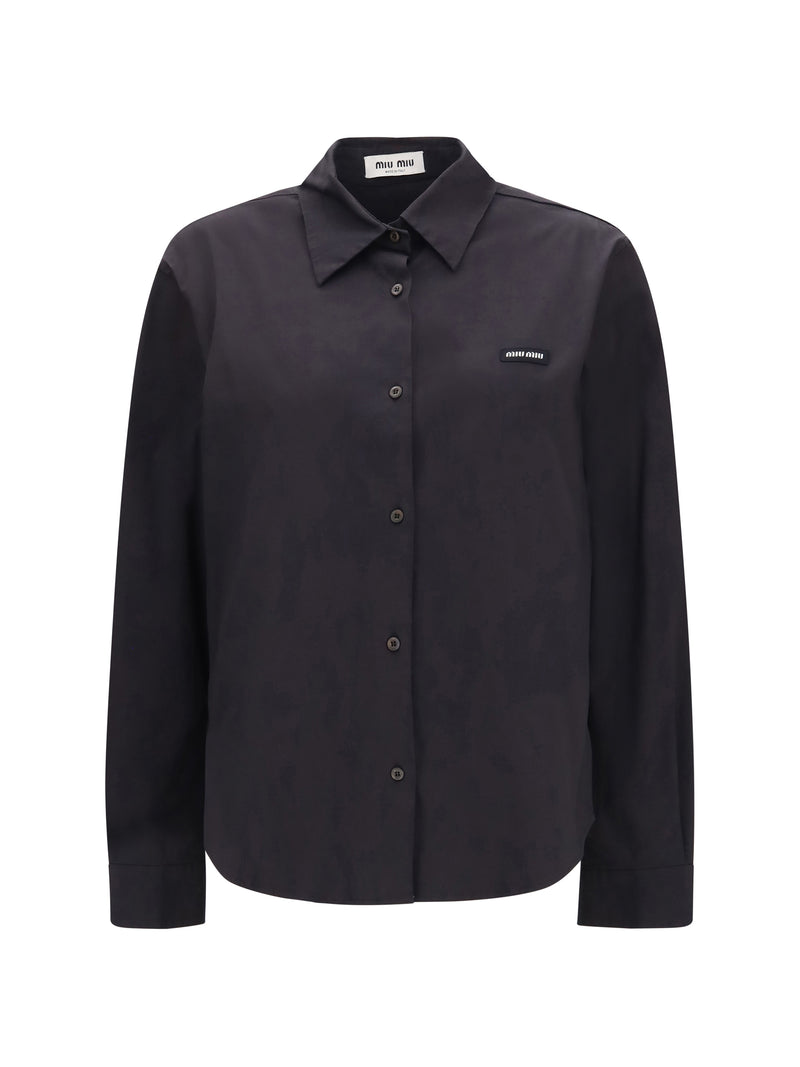 Miu Miu Miu Miu Stretch Poplin Shirt Black Women - World Class Fashion