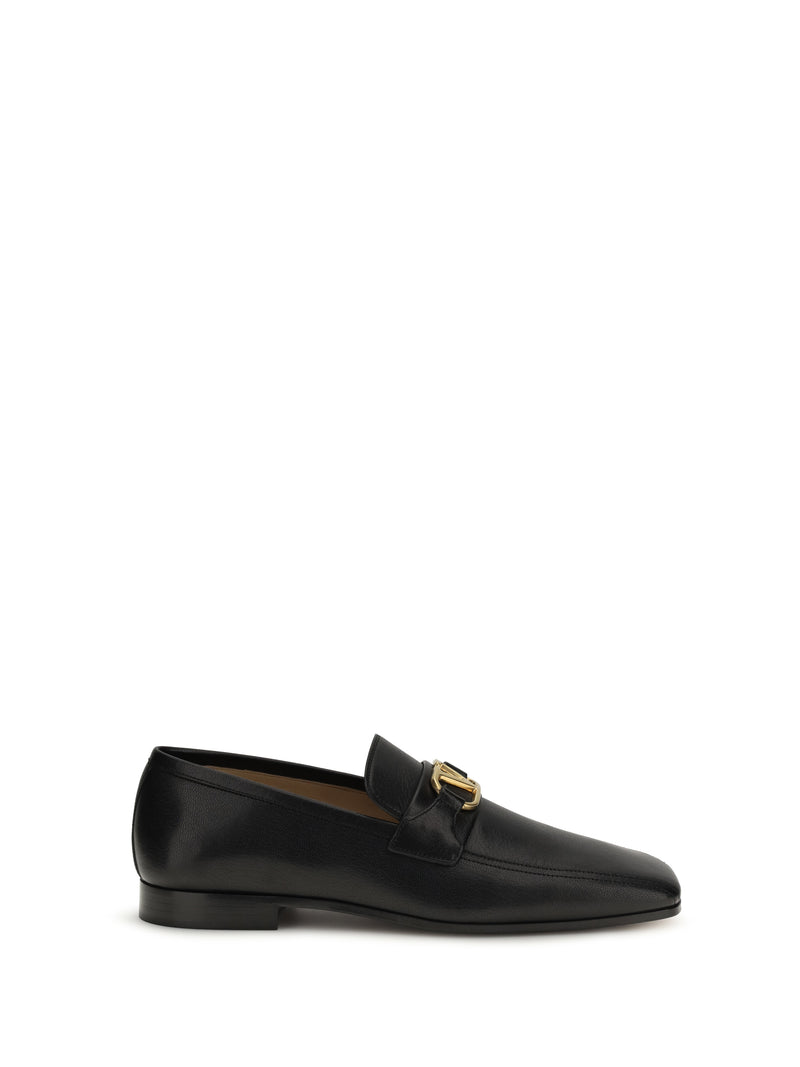 Valentino Garavani Valentino Garavani Goat VLogo Loafers Nero - World Class Fashion