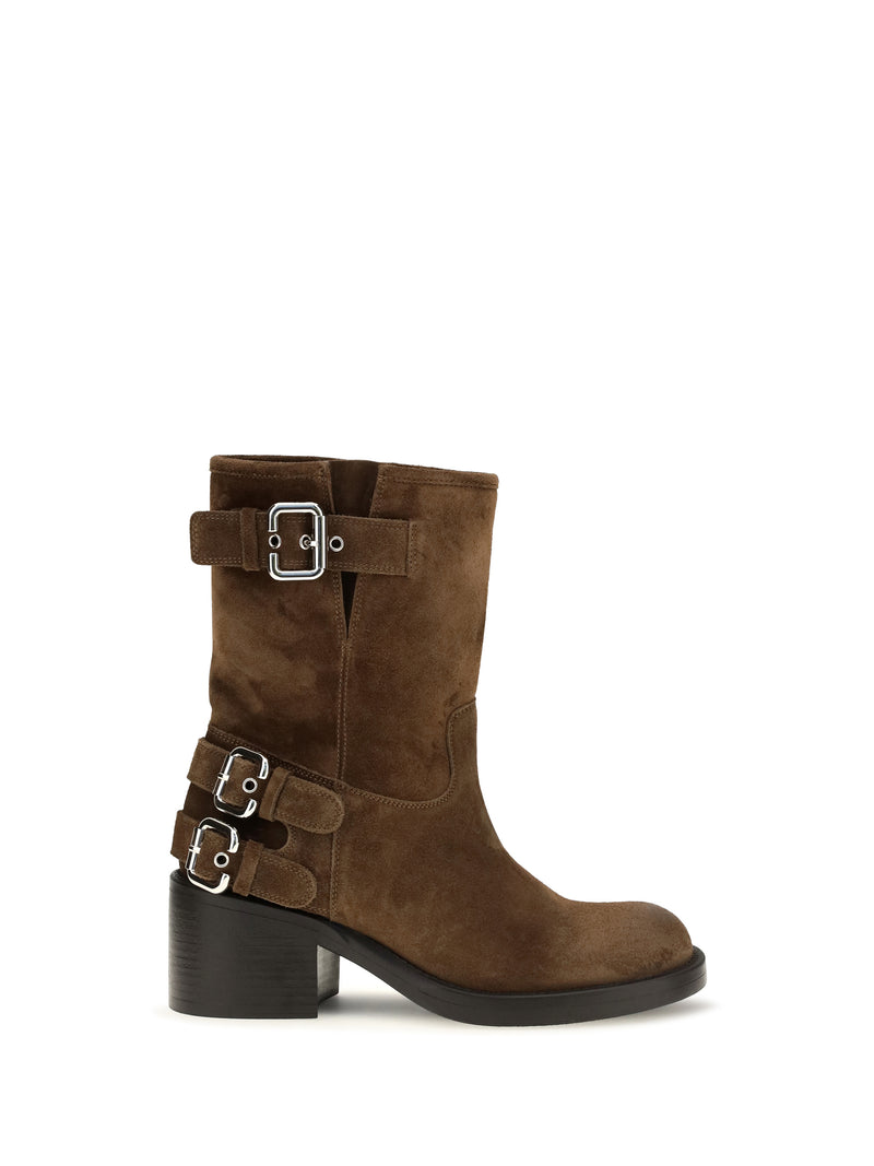 Chloe Chloé Dakota Suede Boots Chocolate Brown - World Class Fashion