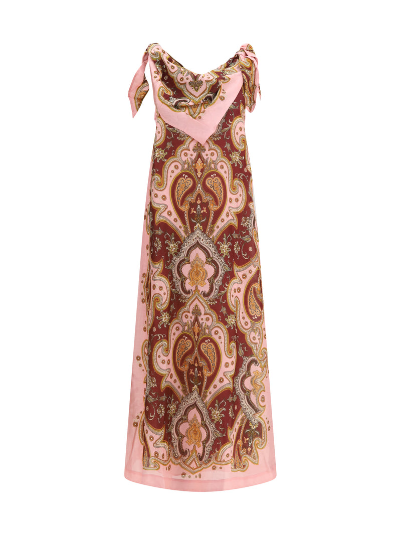 Alemais Alemais Porter Linen-blend Dress Burgundy - World Class Fashion