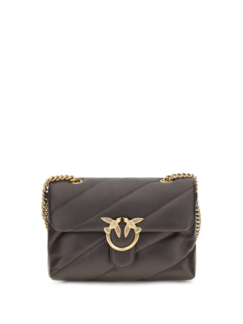 Pinko Pinko Love Classic Leather Shoulder Bag Brown - World Class Fashion