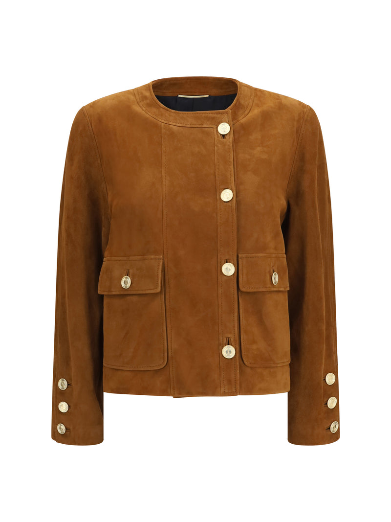 Saint Laurent Saint Laurent Short Suede Jacket Rhum Ambre - World Class Fashion