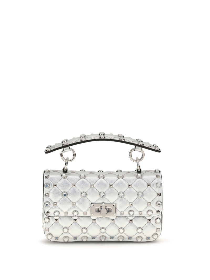 Valentino Garavani Valentino Garavani Rockstud Spike Handbag Silver/Crystal - World Class Fashion