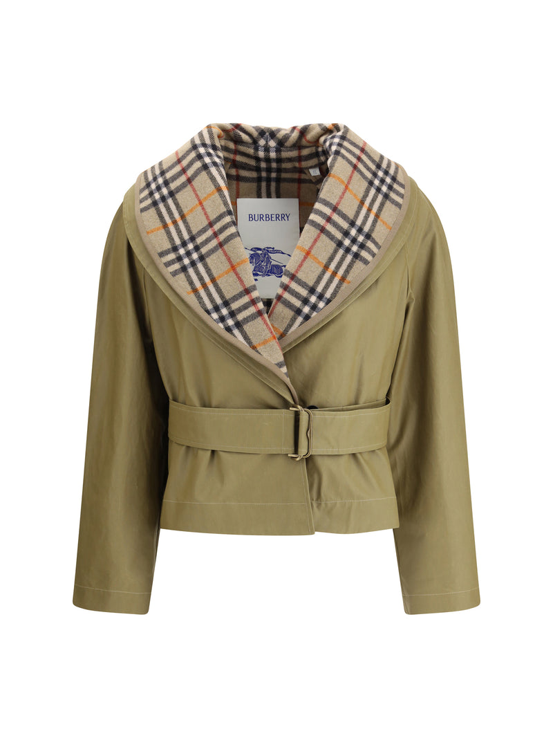Burberry Burberry Cropped Cotton Jacket Lichen Beige - World Class Fashion