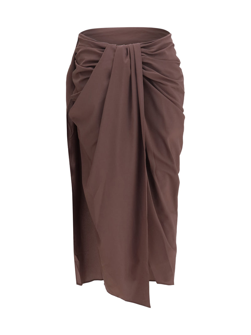 Jacquemus Jacquemus Pareo Skirt Stretch Muslin Brown - World Class Fashion