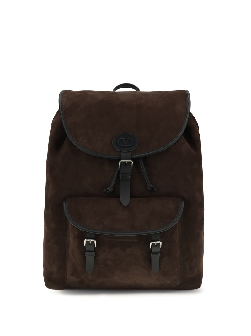 Valentino Garavani Valentino Garavani Antibes Backpack Suede Brown - World Class Fashion