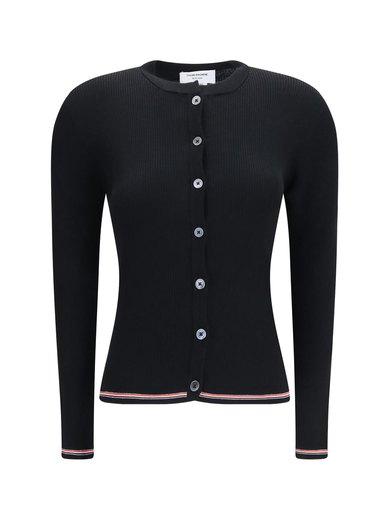 Thom Browne Thom Browne Ribbed Merino Wool Cardigan Black - World Class Fashion