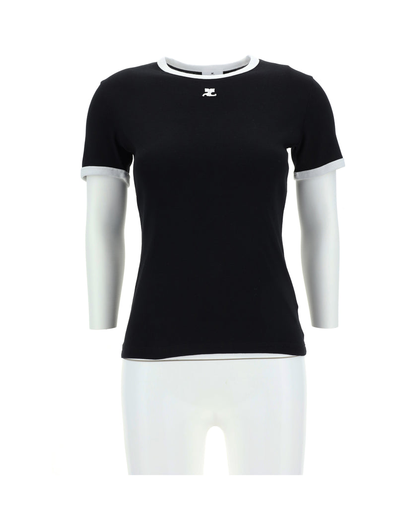 Courrèges Courrèges Logo T-shirt Black/Heritage White Women - World Class Fashion